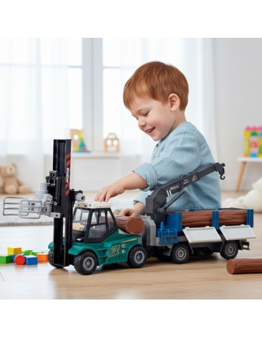 Forklift with grabber and trailer - interactive toy Woopie