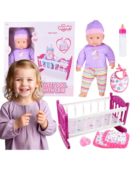 Puppe mit Bettchen Woopie – Betreuungs-Set für Kinder ab 18 Monaten