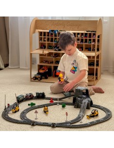 WOOPIE Elektryczna Kolejka Retro Lokomotywa elektryczna + 2 Wagony – Zestaw 76 elementów 2