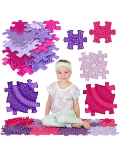 WOOPIE Orthopedic Sensory Mat Puzzle 11 Pieces Pink/Purple