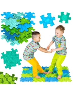 WOOPIE Sensory Mat Orthopedic Puzzle 11 Pieces Blue-Green