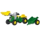 Rolly Toys Kid Traktor na pedały John Deere z łyżką i przyczepą