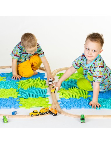 WOOPIE Sensory Mat Orthopedic Puzzle 11 Pieces Blue-Green