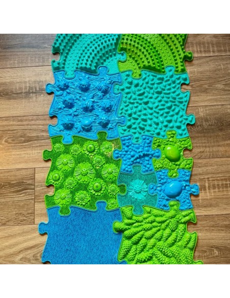 WOOPIE Sensory Mat Orthopedic Puzzle 11 Pieces Blue-Green