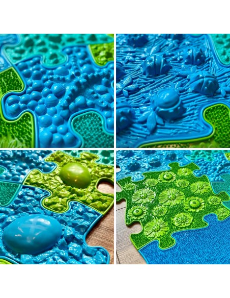 WOOPIE Sensory Mat Orthopedic Puzzle 11 Pieces Blue-Green