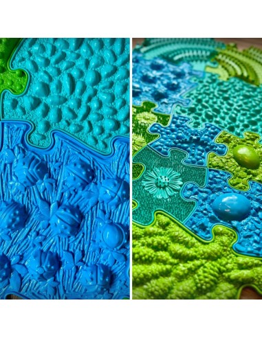 WOOPIE Sensory Mat Orthopedic Puzzle 11 Pieces Blue-Green