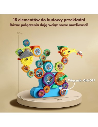 WOOPIE Interaktywne Klocki Zębatki 18 el. - Edukacyjna Zabawka