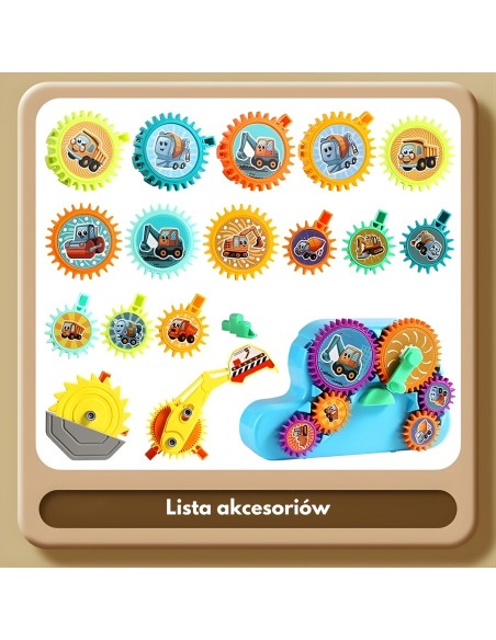 WOOPIE Interaktywne Klocki Zębatki 18 el. - Edukacyjna Zabawka
