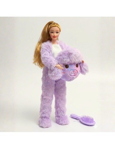 Emily Doll in Furry Purple Outfit - WOOPIE ROYAL, Fashionable Fun