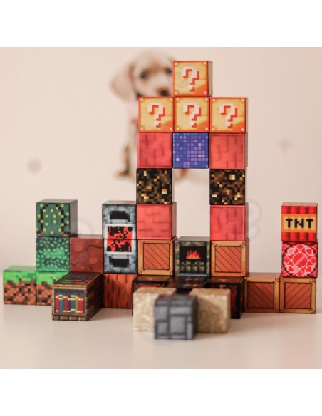 Magnetinės kaladėlės Cube 63 el. – kūrybingas žaidimas vaikams 3+ WOOPIE
