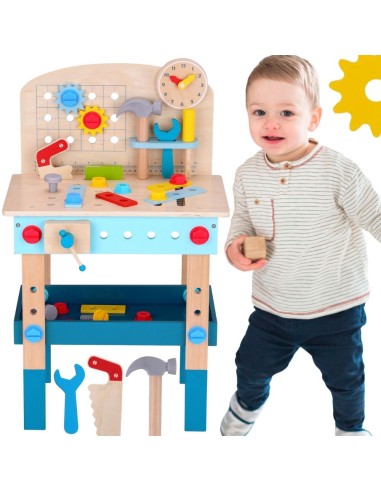 Drewniany Stół Warsztat do Majsterkowania TOOKY TOY - Narzędzia 48 el.