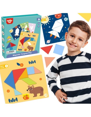TOOKY TOY Tangram Puzzle 18 pieces - Learning Shapes for Children