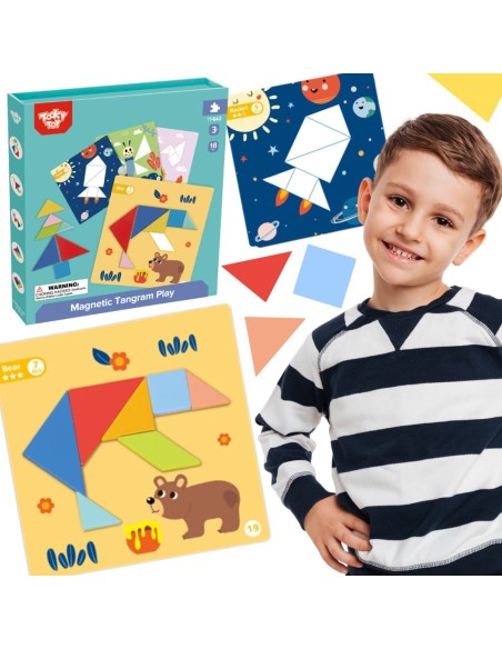TOOKY TOY Tangram Puzzle 18 pieces - Learning Shapes for Children