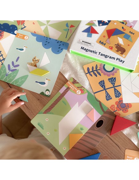 TOOKY TOY Tangram Puzzle 18 pieces - Learning Shapes for Children