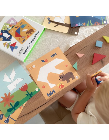 TOOKY TOY Tangram Puzzle 18 pieces - Learning Shapes for Children