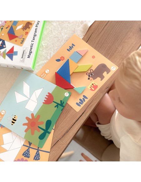 TOOKY TOY Tangram Puzzle 18 pieces - Learning Shapes for Children