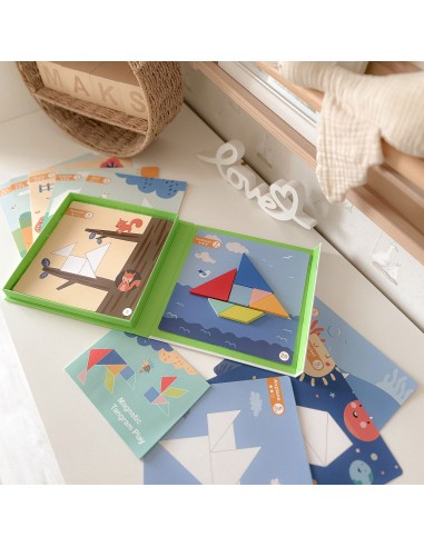 TOOKY TOY Tangram Puzzle 18 pieces - Learning Shapes for Children