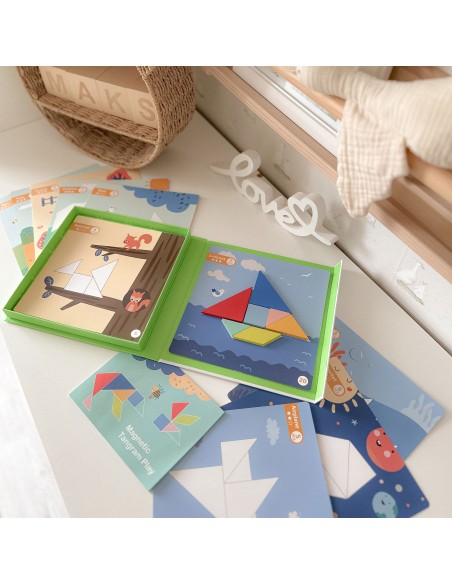 TOOKY TOY Tangram Puzzle 18 pieces - Learning Shapes for Children