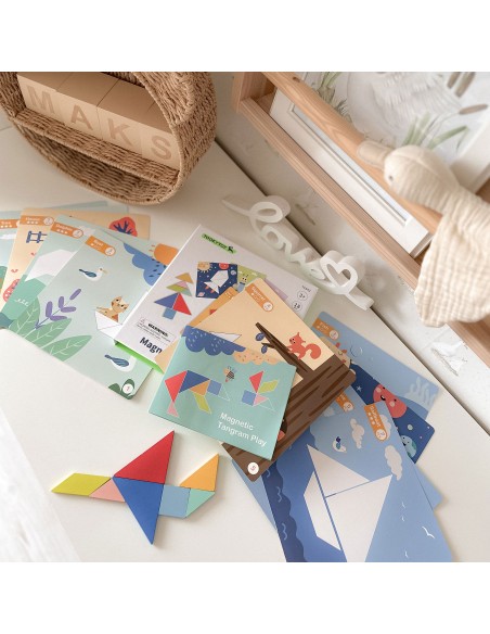 TOOKY TOY Tangram Puzzle 18 pieces - Learning Shapes for Children