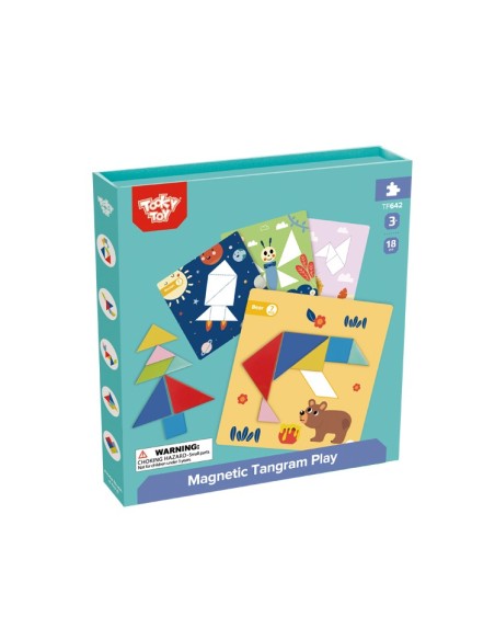 TOOKY TOY Tangram Puzzle 18 pieces - Learning Shapes for Children
