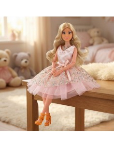 Puppe Lily 30 cm Woopie – rosa Ballkleid aus Tüll + Schmuck 2