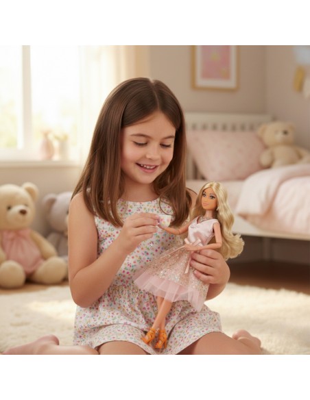 Lily lėlė 30 cm Woopie – Rožinė balinė suknelė su tiuliu + papuošalai