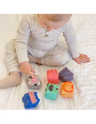 WOOPIE BABY Klocki Sensoryczne Zwierzątka 6 el. - Miękka Układanka