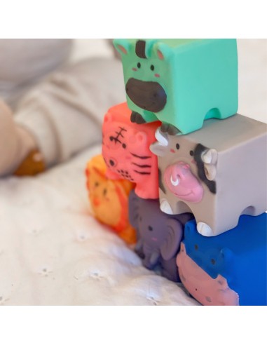 WOOPIE BABY Klocki Sensoryczne Zwierzątka 6 el. - Miękka Układanka