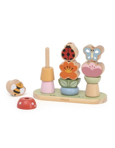 Holzpuzzle Garten Sortierer Blumen VIGA – Pädagogisches Spiel 12m+