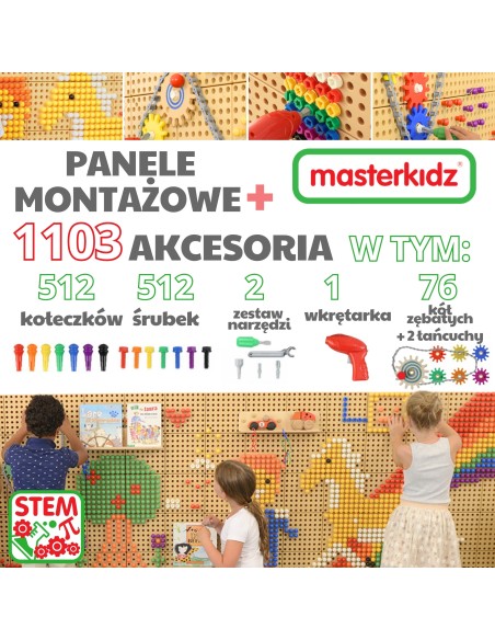 MASTERKIDZ- Modułowa Tablica Ścienna STEM Zestaw Edukacyjny 120x80