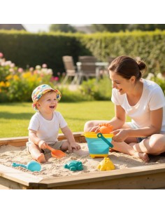 Set Klapp-Eimer mit Rechen und Sandformen Blau WOOPIE 2
