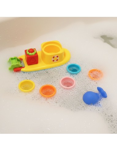 Wodne zabawki WOOPIE BABY - Statek wieloryb i kubeczki przelewowe