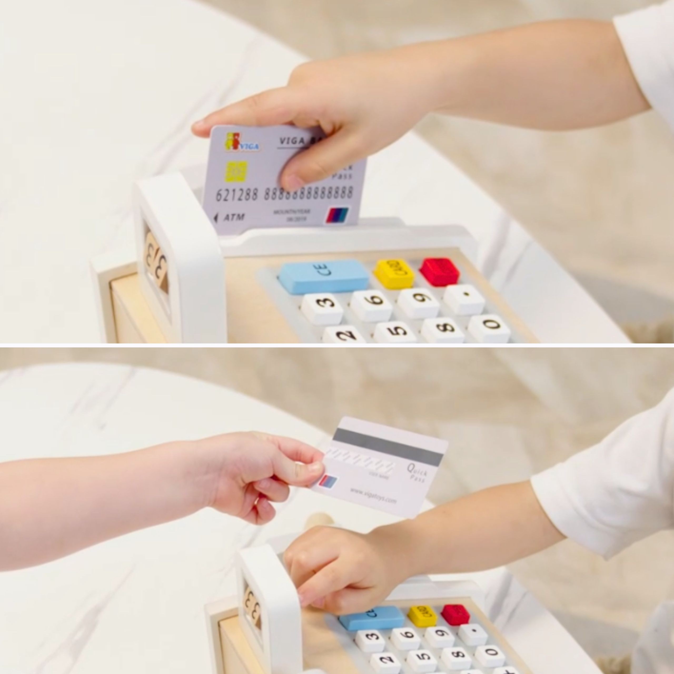 Drewniana kasa sklepowa szaro biała - 26 z 26