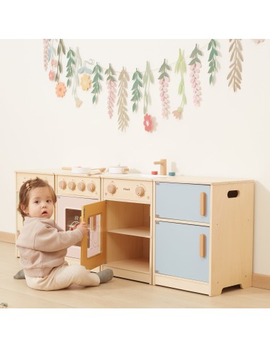 Großes Holz-Küchen-Set Viga – Lernspielzeug, 130 cm Länge