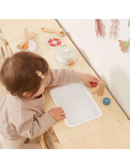 Großes Holz-Küchen-Set Viga – Lernspielzeug, 130 cm Länge