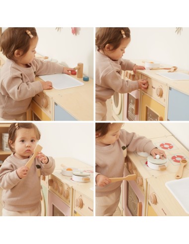 Großes Holz-Küchen-Set Viga – Lernspielzeug, 130 cm Länge