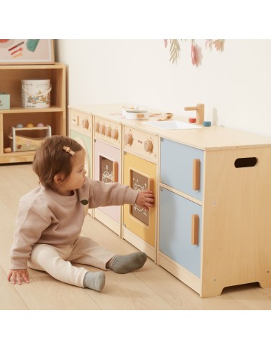 Großes Holz-Küchen-Set Viga – Lernspielzeug, 130 cm Länge