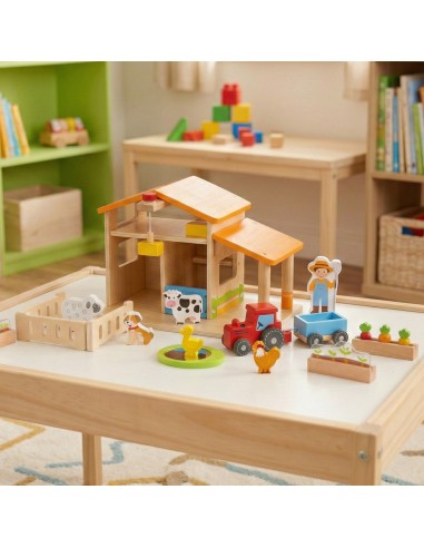 VIGA Wooden Farm with Garden and Tractor - 21 pcs.