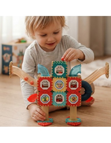 Magnetische 3D-Bausteine WOOPIE – Kugelbahn 128-tlg. Bildung