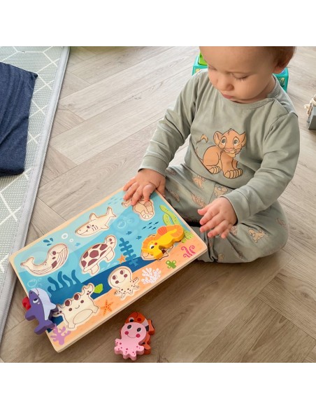 Holzpuzzles Montessori Meereswelt von Tooky Toy – für Kinder ab 12 Monaten