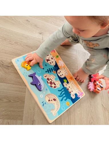 Drewniane Puzzle Montessori Świat Morza Tooky Toy! dla Dziecka 12m