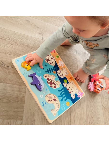 Drewniane Puzzle Montessori Świat Morza Tooky Toy! dla Dziecka 12m