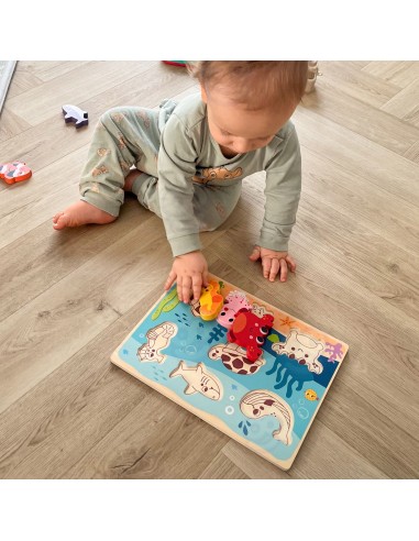 Drewniane Puzzle Montessori Świat Morza Tooky Toy! dla Dziecka 12m