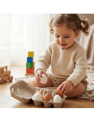 VIGA mediniai kiaušiniai kiaušinių dėkle – edukacinis žaislas