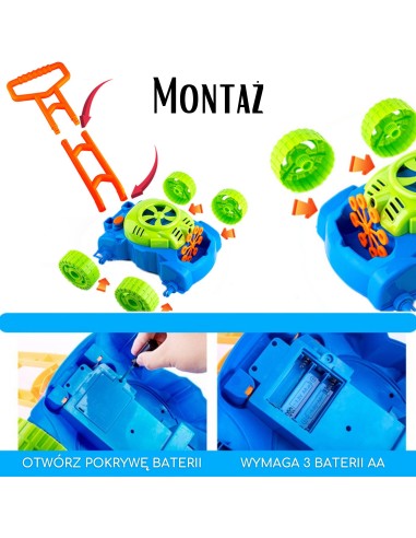 WOOPIE Kosiarka Bańki Mydlane z Dźwiękami i Płynem - Zabawka