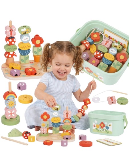 Magischer Garten Lernbox 5-in-1 von Tooky Toy – Holzsortierer und Lernen