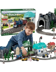 Elektrische Eisenbahn mit Schienen und Bahnhof – Kreativset von Woopie
