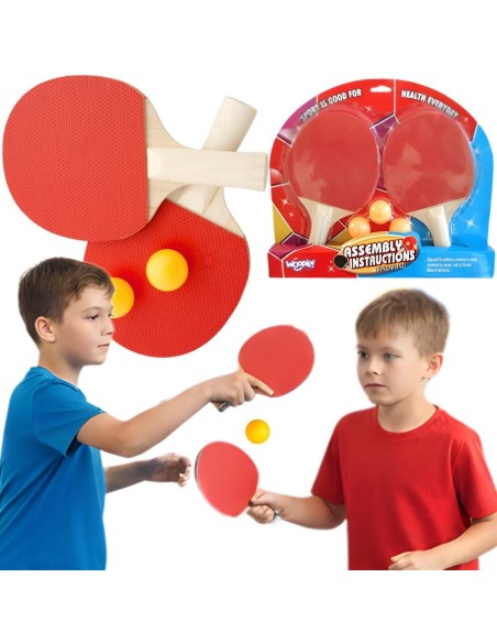WOOPIE stalo teniso raketės „Ping Pong“ + 3 kamuoliukai – žaidimo rinkinys