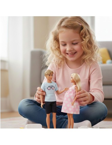 Lėlė besilaukianti mama su pilvuku ir tėtis – Woopie šeimos rinkinys