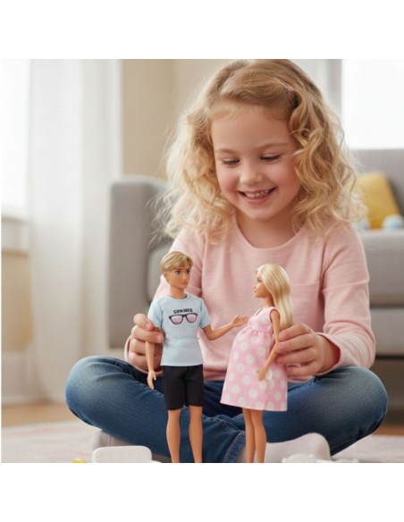 Lėlė besilaukianti mama su pilvuku ir tėtis – Woopie šeimos rinkinys